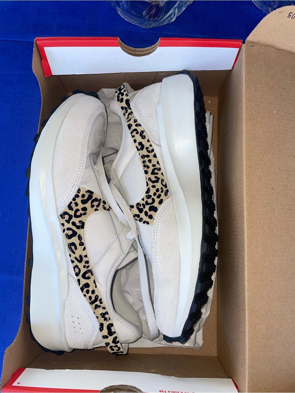 Nike Women’s Cream Sneakers with Leopard Print Accent